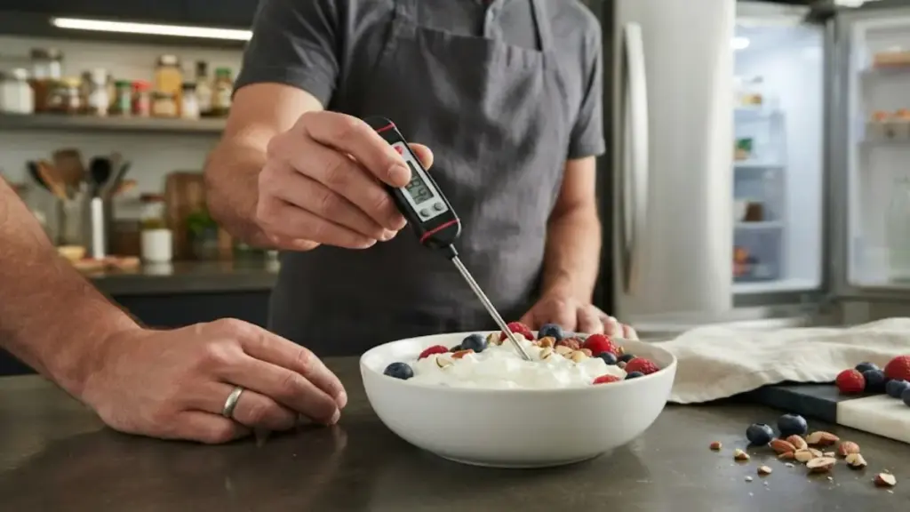 digital-meat-thermometer-probe-checking-the-temperature-of-a-chilled-dessert-bowl