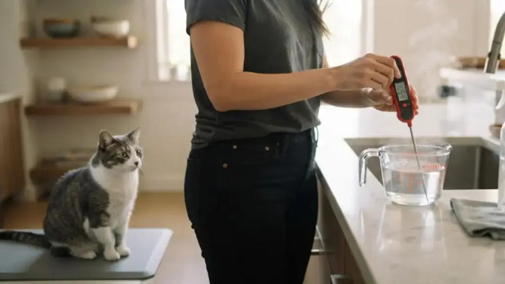 digital-thermometer-checking-water-temperature-for-cleaning-feline-stress-symptoms-zones