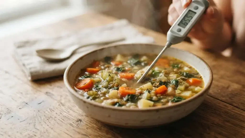 digital-thermometer-inserted-into-a-bowl-of-warm-soup