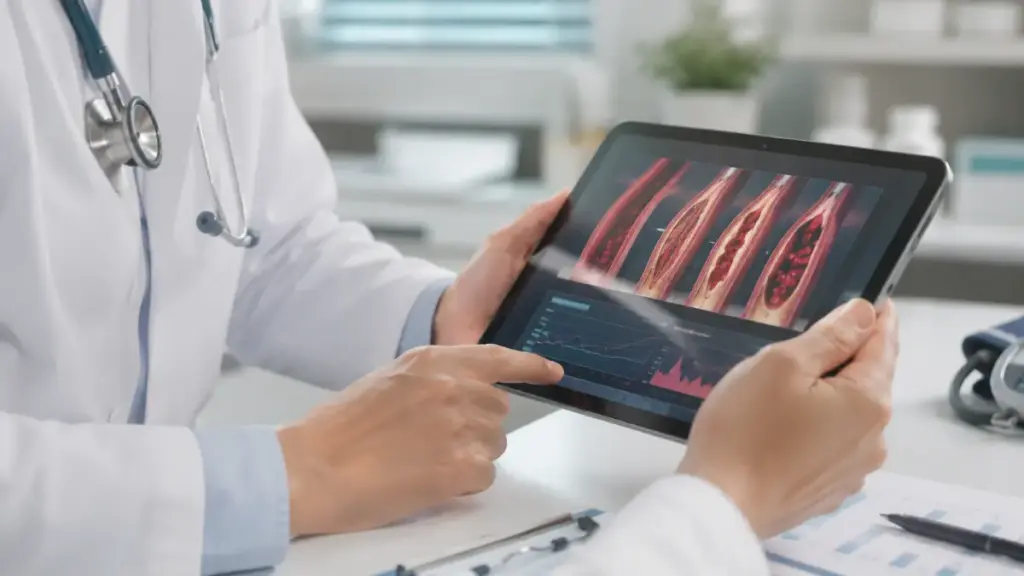 doctor-reviewing-arterial-elasticity-blood-panel-on-a-tablet