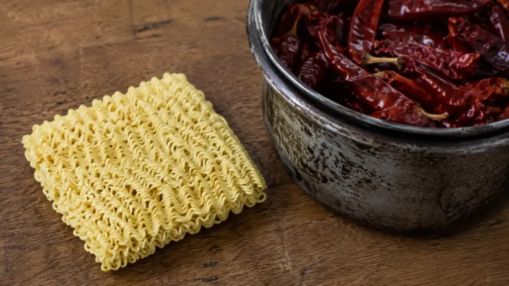 dry-instant-noodle-block-and-dried-mexican-chilies-for-making-birria-ramen