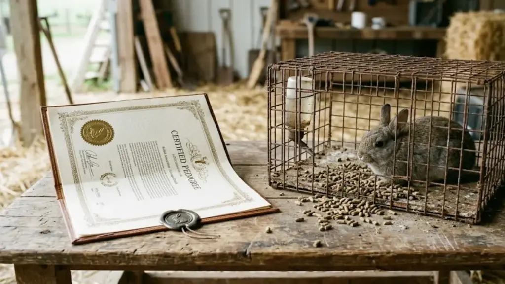 ethical-pedigree-documents-contrasted-with-cheap-commercial-caging-to-evaluate-the-lop-bunny