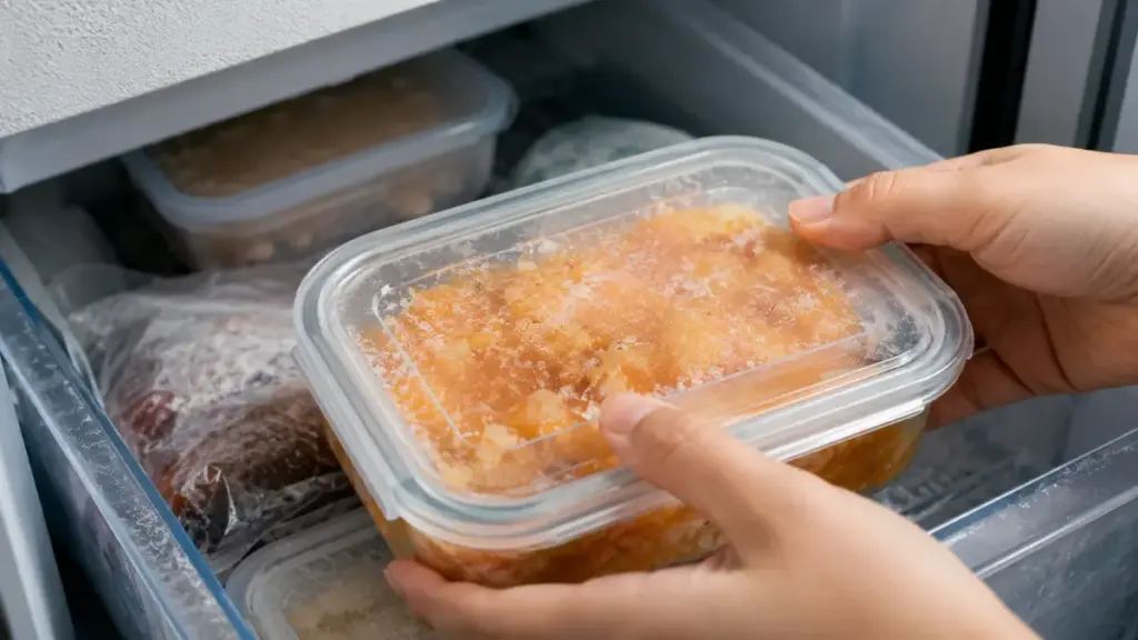 expert-cook-sealing-a-glass-food-container-for-safe-freezer-storage-indoors
