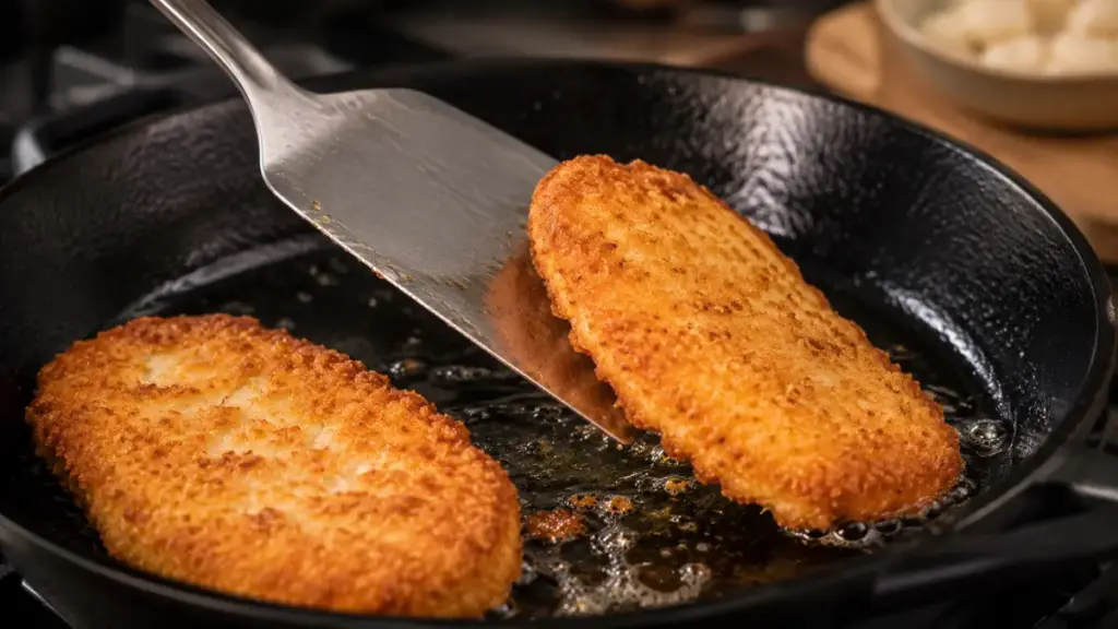 flipping-a-crispy-fish-fillet-in-a-skillet-for-a-crispy-fish-sandwich