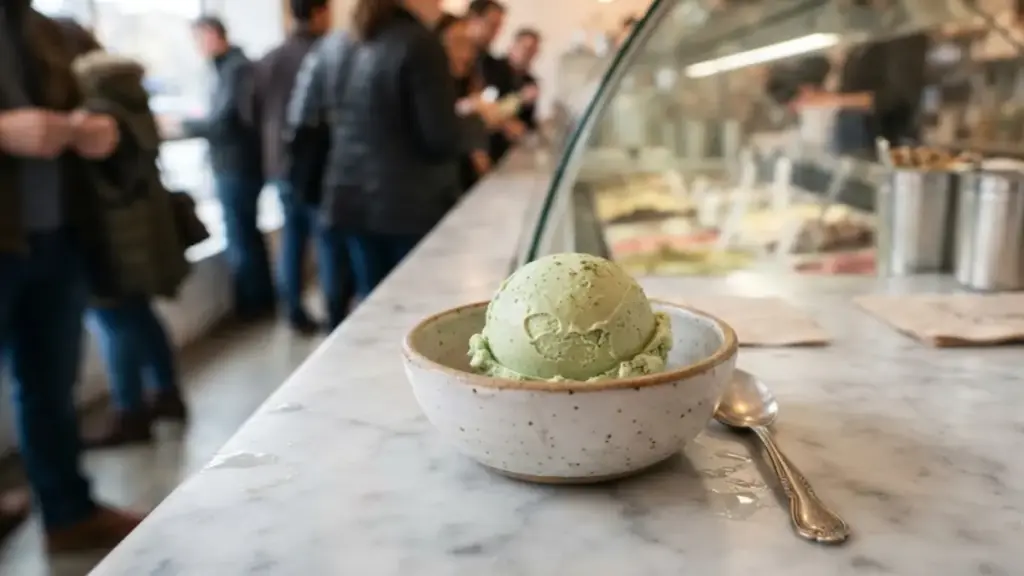 fresh-organic-green-tea-ice-cream-scoop-served-in-a-white-ceramic-dish