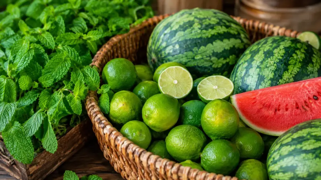 fresh-organic-limes-and-mint-leaves-in-a-basket-highlighting-clean-botanical-origins