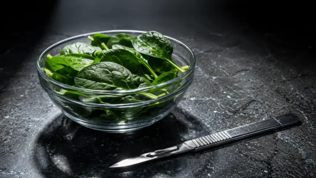 fresh-spinach-leaves-on-countertop-representing-a-dangerous-bearded-dragon-diet-risk
