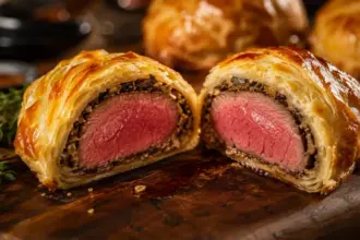 freshly baked puff pastry beef parcels from a successful mini steak wellington recipe