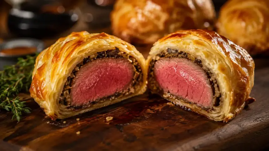 freshly baked puff pastry beef parcels from a successful mini steak wellington recipe