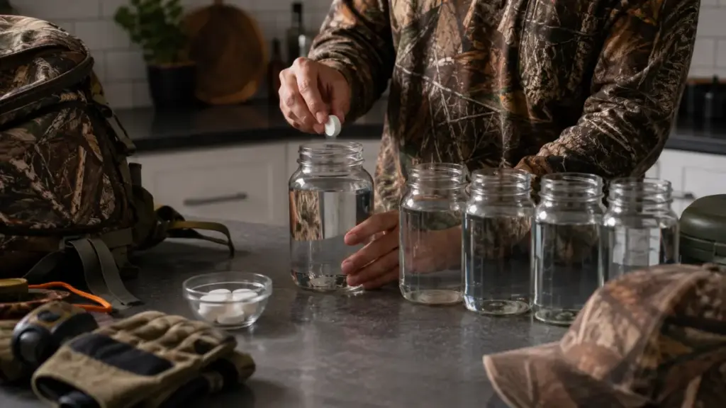 glass-jars-and-electrolyte-tablets-arranged-neatly-for-hunting-in-florida-seasons