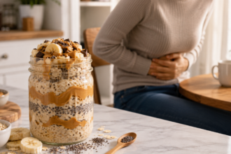 glass mason jar overnight oats triggering painful bloating side effects of eating overnight oats