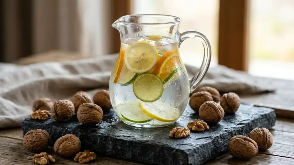 glass-pitcher-of-citrus-water-on-a-slate-block