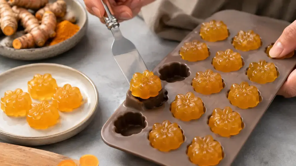 golden-turmeric-gummies-being-removed-from-a-mold