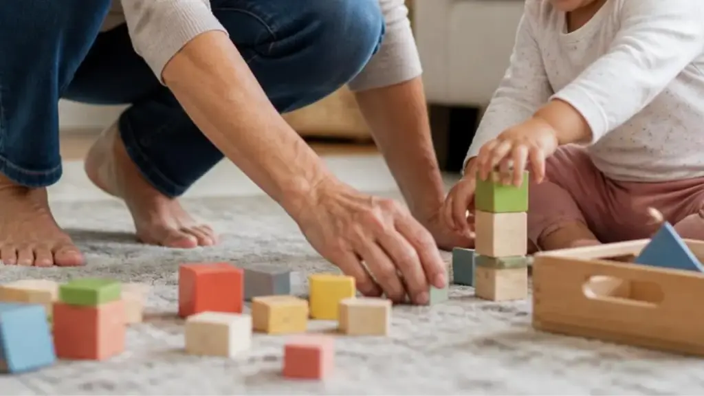 grandmother-bending-easily-to-play-grandchild-daily-exercise-habit