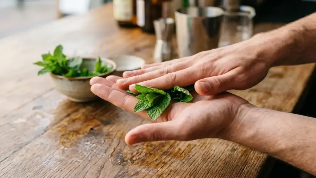 hand-slapping-fresh-mint-leaves-to-release-oils-for-summer-cocktail-recipes