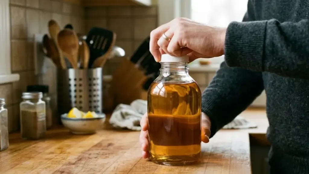 hand-tightening-a-screw-cap-onto-a-glass-bottle-of-finished-vinegar