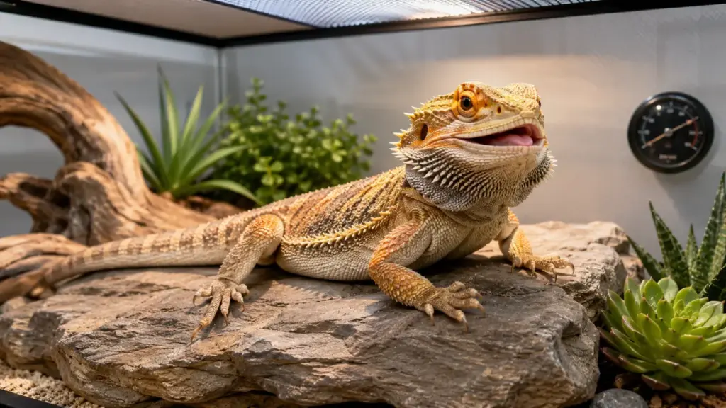 healthy-bearded-dragon-basking-safely-free-from-toxic-bearded-dragon-food-threats