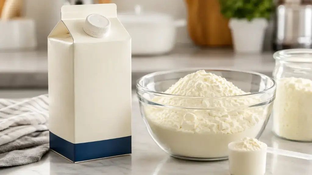 heavy-whipping-cream-and-whey-powder-on-a-clean-countertop