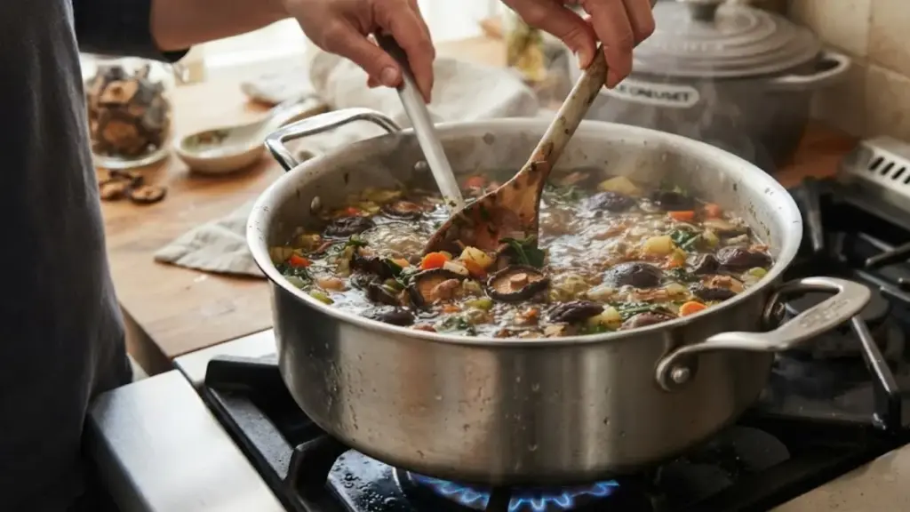 home-cook-mixing-dried-mushrooms-into-hot-soup-for-vegetarian-meals-recipes