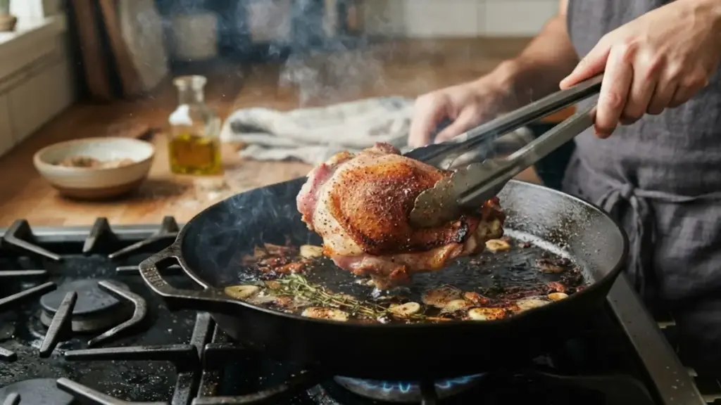 home-cook-searing-chicken-thighs-in-a-hot-skillet-for-a-quick-meal