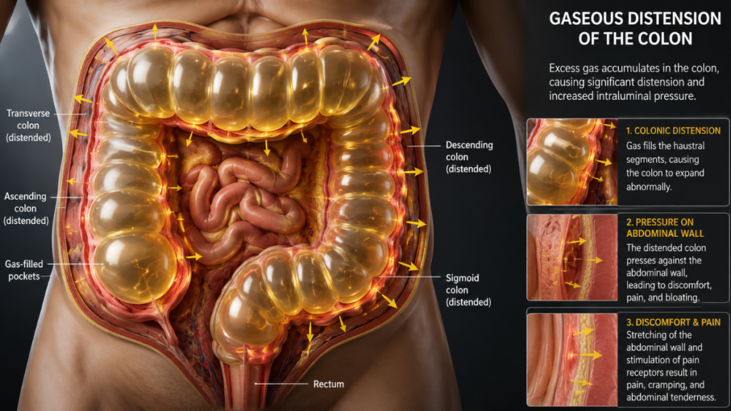 human-large-intestine-gas-distension-illustrating-side-effects-of-eating-overnight-oats