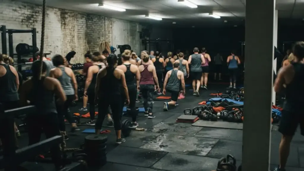 instructor-inspecting-gym-rubber-flooring-seams-for-group-workouts