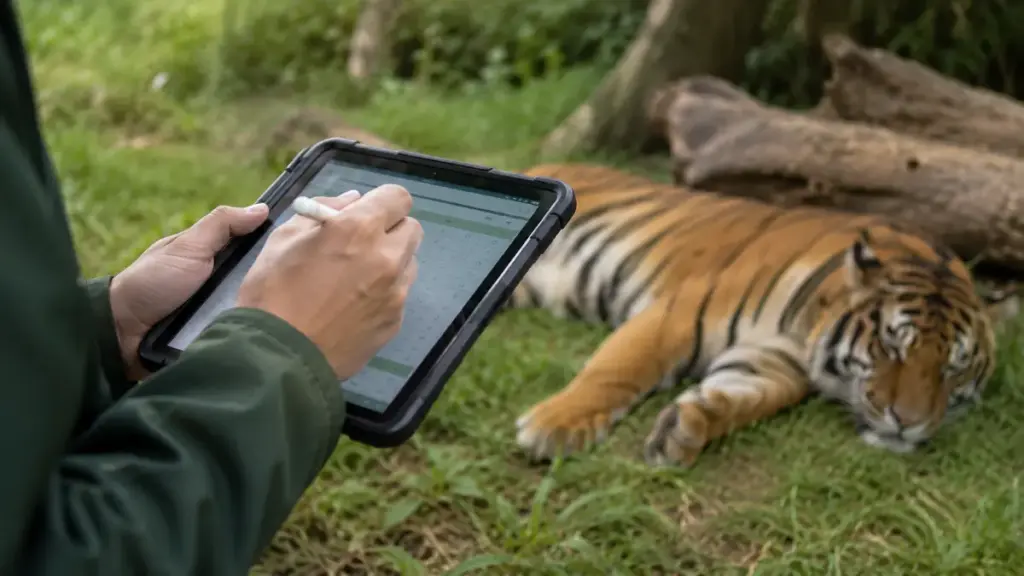keeper-using-a-digital-tablet-to-record-health-metrics-for-an-animal