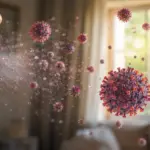 measles symptoms airborne viral particle transmission