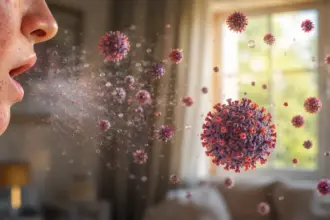 measles symptoms airborne viral particle transmission