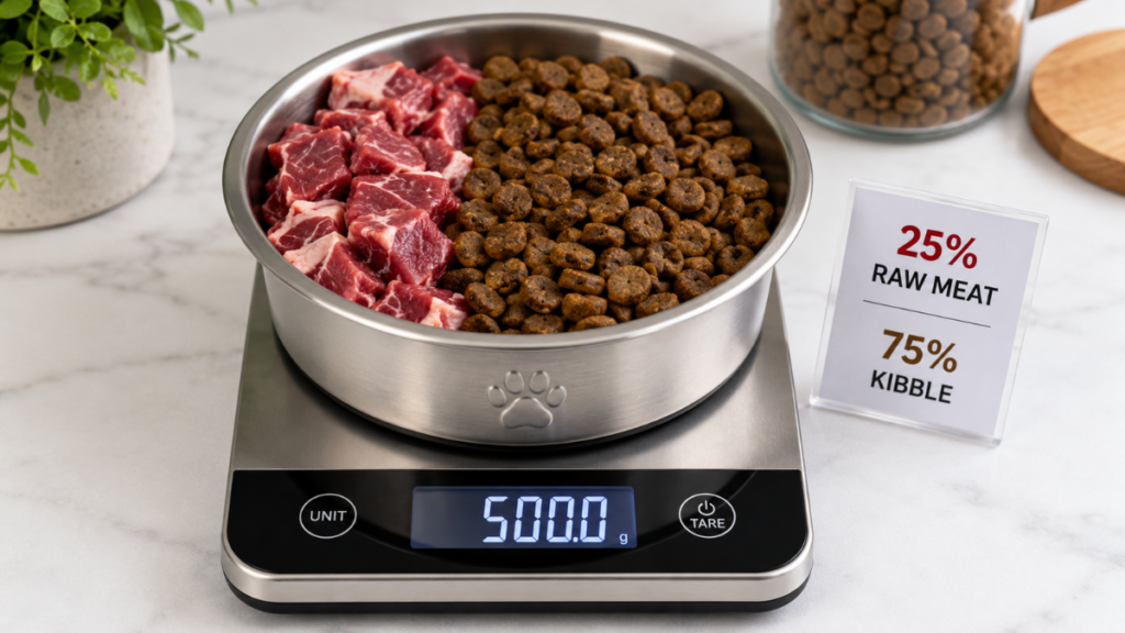 measuring-ratios-for-transition-from-kibble-to-fresh-dog-food