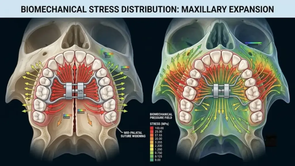 mechanical force of palate expanders on facial bones