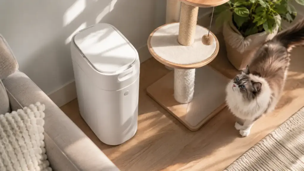 modern-odor-locking-litter-disposal-pail-standing-in-an-apartment-room-corner