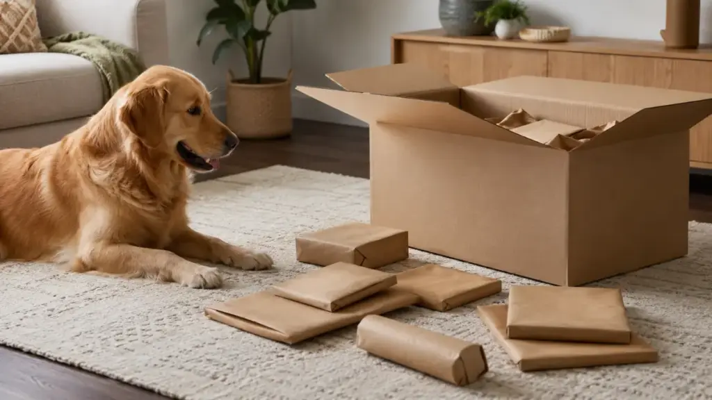 nested-cardboard-destruction-boxes-arranged-for-canine-foraging-puzzles