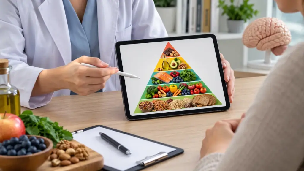 nutritionist-showing-a-digital-food-pyramid-to-a-client-on-a-tablet
