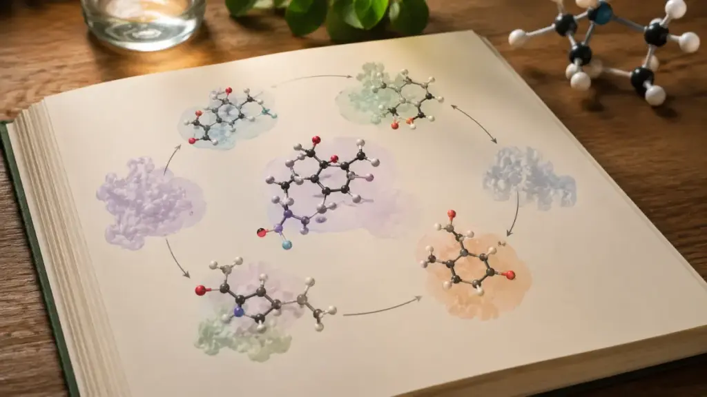 open-chemistry-manual-showing-molecular-hormone-diagrams-related-to-binge-eating-women
