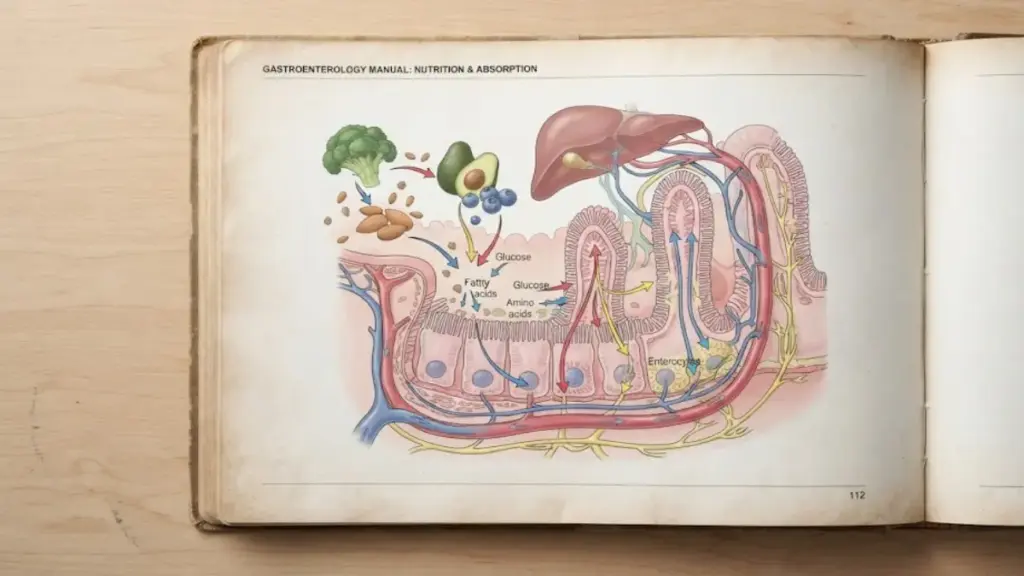 open-gastroenterology-manual-showing-nutrient-absorption-diagrams