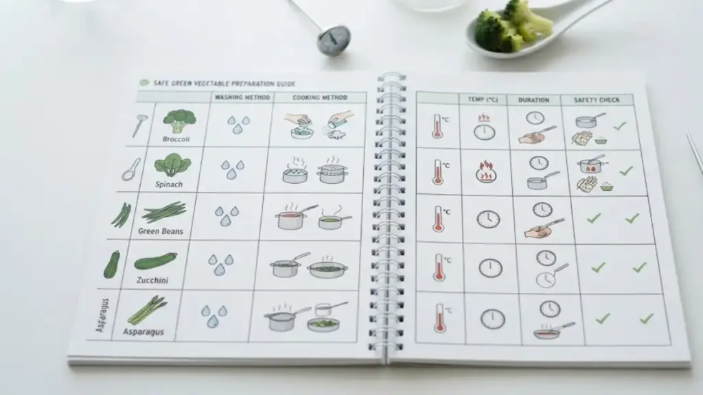 open-maternal-cookbook-showing-vegetable-preparation-matrices-highlighting-the-benefit-spinach
