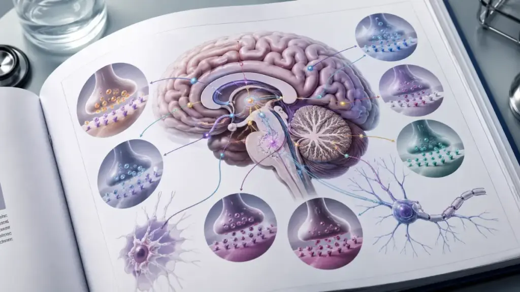 open-medical-book-showing-neural-receptor-blocking-diagrams