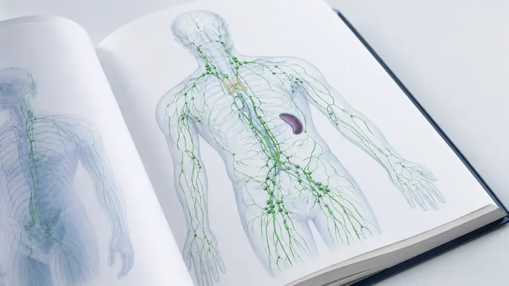 open-medical-manual-showing-lymphatic-drainage-system-diagrams