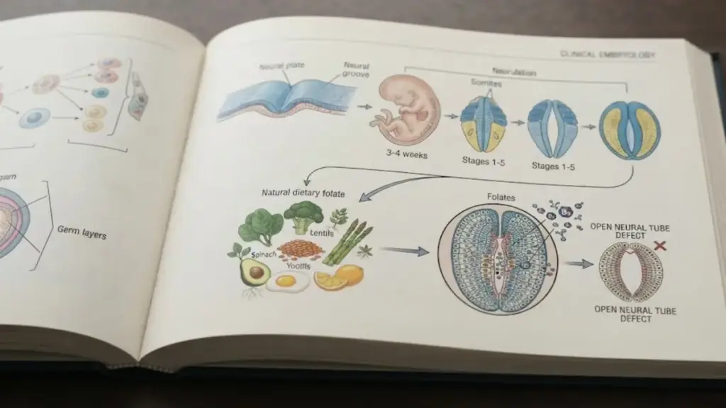 open-medical-textbook-showing-embryonic-development-diagrams-supported-by-benefit-spinach
