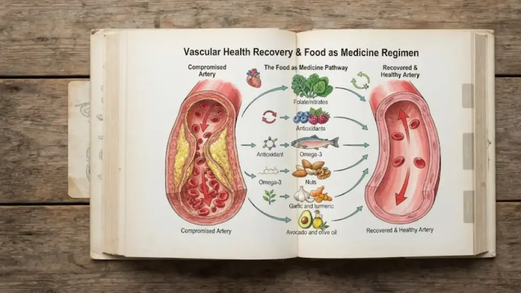 open-medical-textbook-showing-vascular-recovery-diagrams