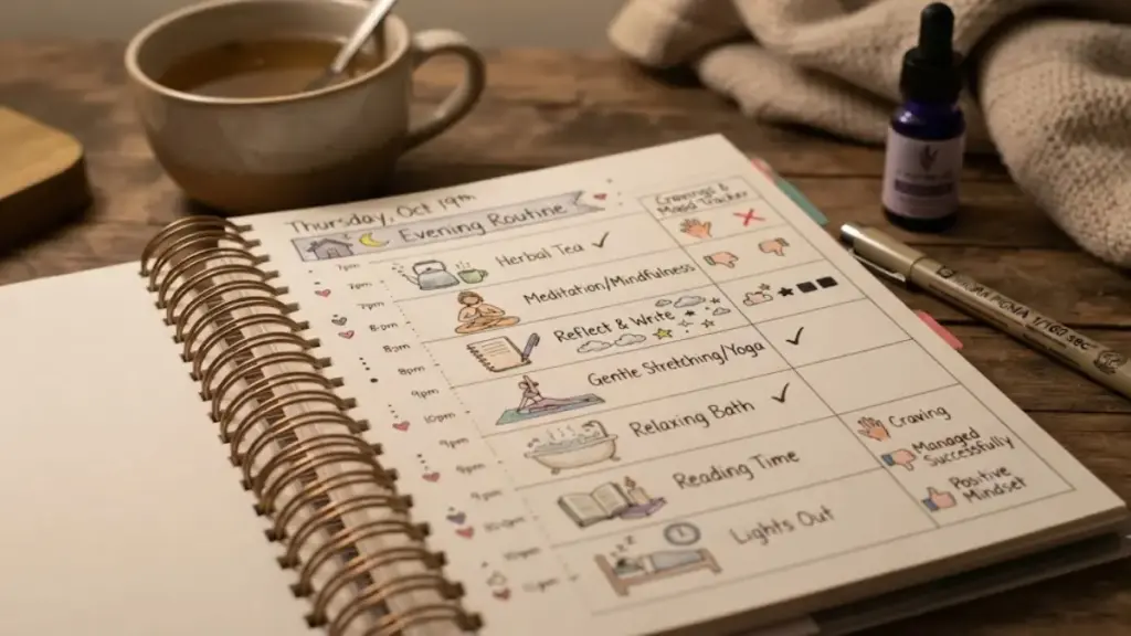 open-personal-planner-showing-a-bedtime-routine