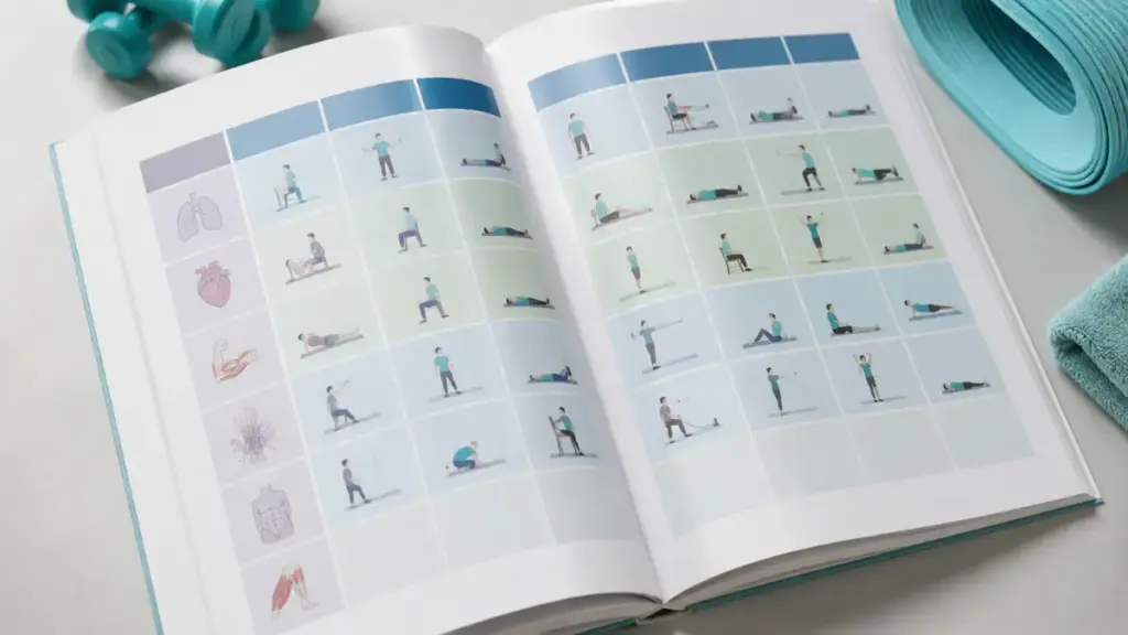 open-physical-therapy-manual-showing-exercise-matrices