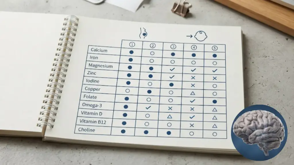 open-prenatal-manual-showing-nutrient-comparison-matrices