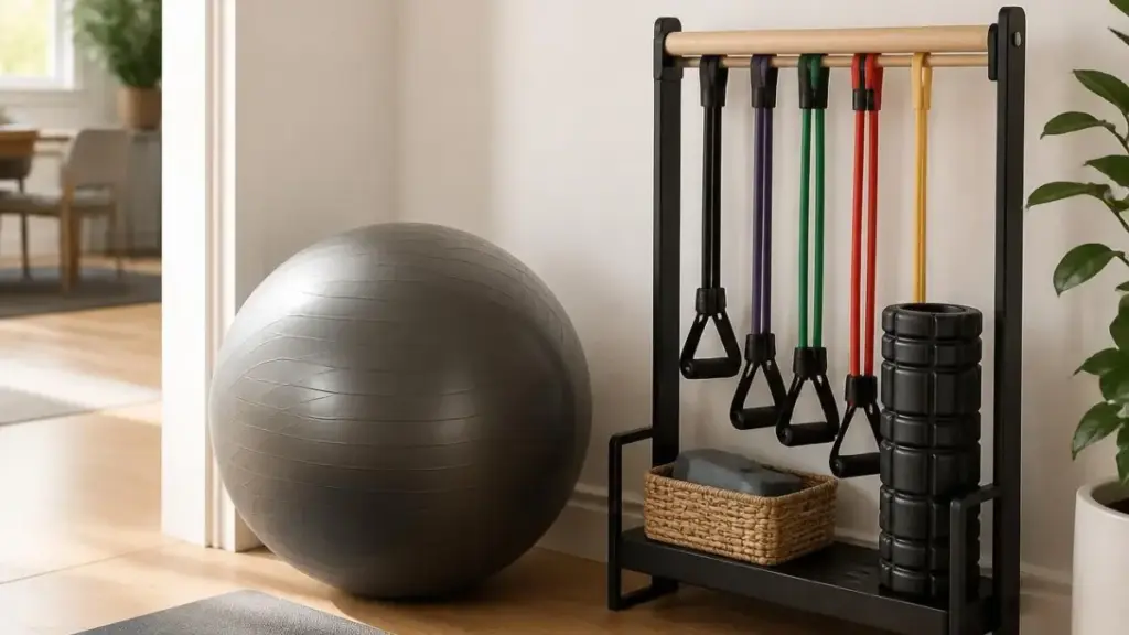 organized-home-gym-corner-with-hiit-seniors-equipment