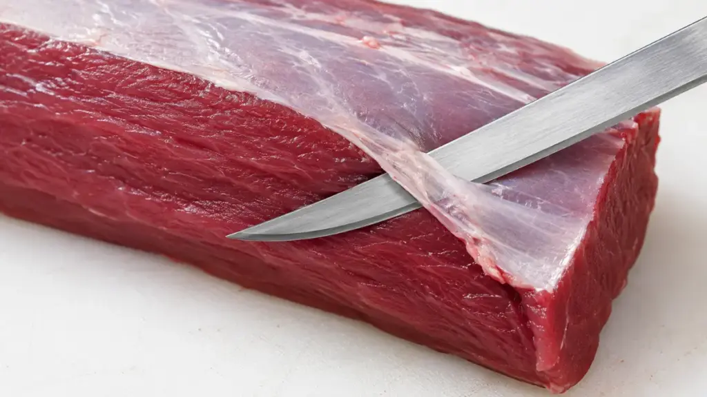 peeling-non-soluble-silver-skin-off-a-raw-beef-tenderloin-with-a-boning-knife