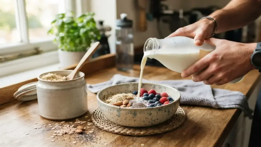 person-holding-a-bottle-of-cold-skim-milk-in-a-kitchen
