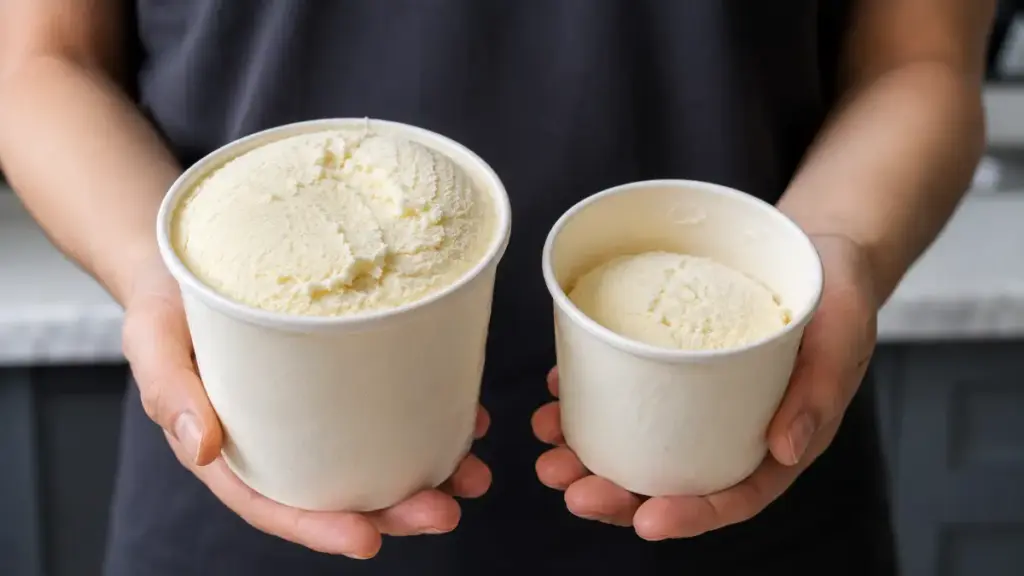 person-holding-two-vanilla-cream-pints-to-compare-physical-weight