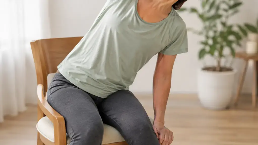 person-performing-a-side-stretch-while-seated-on-a-chair