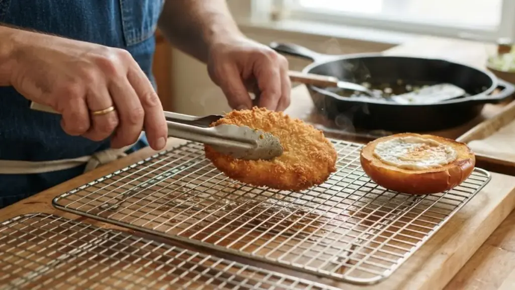 placing-a-hot-golden-fried-fish-patty-on-a-wire-cooling-rack